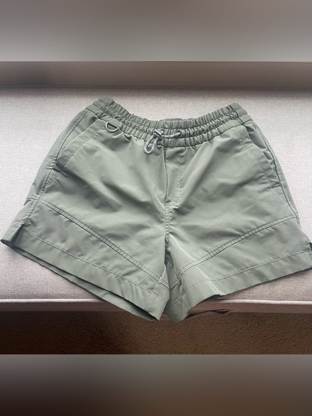 Womens Olive Green Drawstring Active Shorts